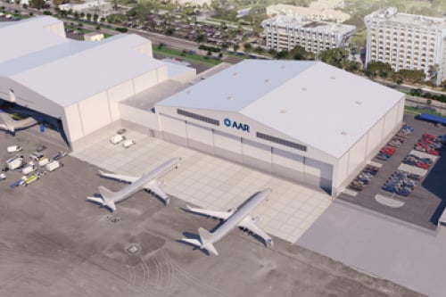 Miami International Airport aviation infrastructure project featuring aircraft hangar and airport pumping system